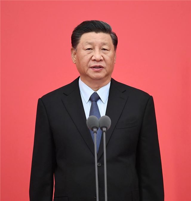 2020年8月26日，习近平总书记向中国人民警察队伍授旗并致训词。这是习近平致训词。新华社记者 谢环驰 摄